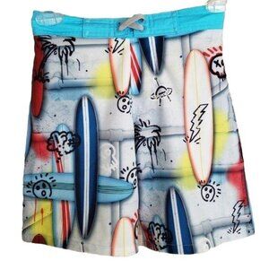 Wonder Nation Boys M Swim Trunks Surfboard Print Elastic Beach Pool Swimwear
